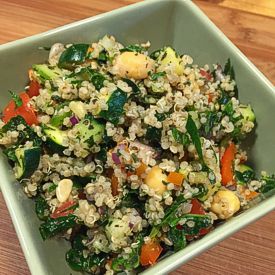 Rawsome Quinoa Tabbouleh Recipe: Adding quinoa, my favorite grain replacement (it is actually a seed), in place of bulgur is a great tasty alternative.